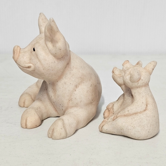 Collectible Quarry Critters Lying Down Pink Pig With Piglets Figurine Sculpture - Picture 4 of 14